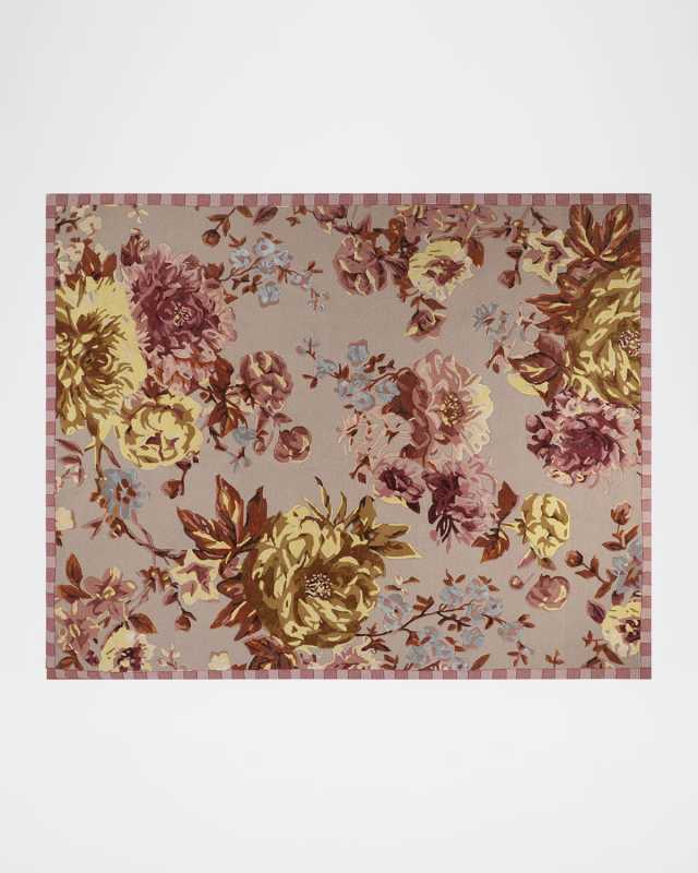 Dusty Rose Floral Rug, 8' x 10'